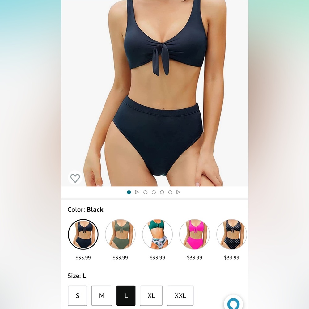 NWT Younique front tying top bikini with high waist bottoms size Large